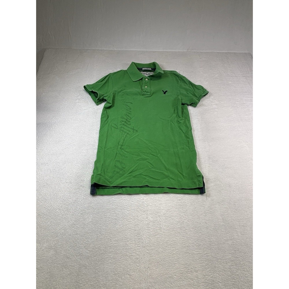 American Eagle Polo Shirt Mens XS Green Short Sleeve Vintage Fit Eagle Logo